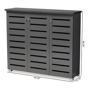 Baxton Studio Baxton Studio Modern Dark Gray Shoe Storage Cabinet - 3-Door Entryway Organizer for 20 Pairs SC863533M-Dark Grey-Shoe Cabinet