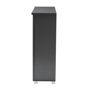Baxton Studio Baxton Studio Modern Dark Gray Shoe Storage Cabinet - 3-Door Entryway Organizer for 20 Pairs SC863533M-Dark Grey-Shoe Cabinet