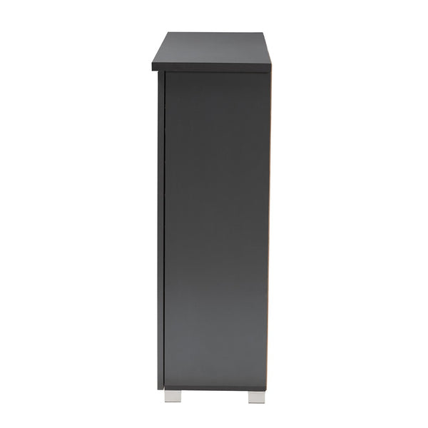 Baxton Studio Baxton Studio Modern Dark Gray Shoe Storage Cabinet - 3-Door Entryway Organizer for 20 Pairs SC863533M-Dark Grey-Shoe Cabinet
