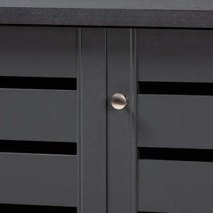 Baxton Studio Baxton Studio Modern Dark Gray Shoe Storage Cabinet - 3-Door Entryway Organizer for 20 Pairs SC863533M-Dark Grey-Shoe Cabinet