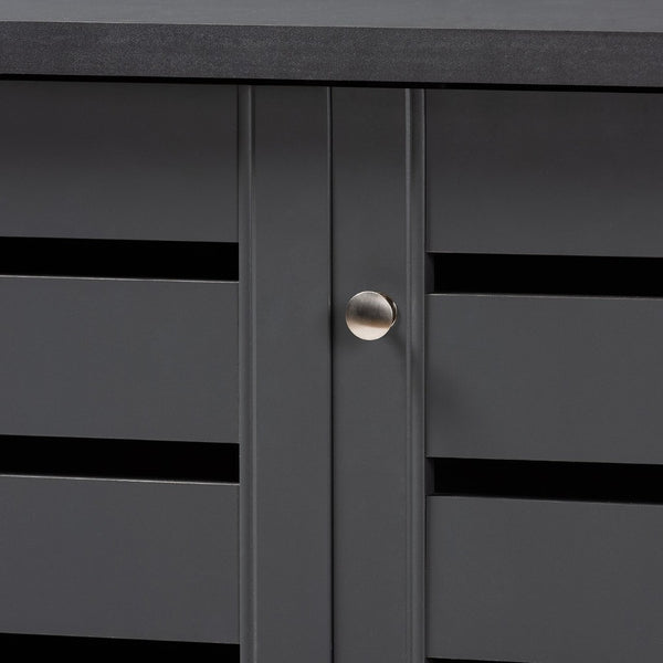 Baxton Studio Baxton Studio Modern Dark Gray Shoe Storage Cabinet - 3-Door Entryway Organizer for 20 Pairs SC863533M-Dark Grey-Shoe Cabinet