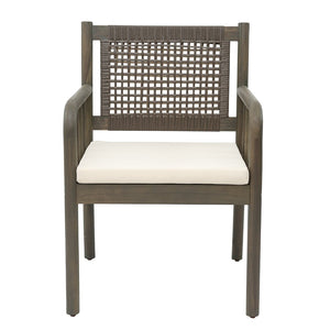 English Elm Stacking Outdoor Wicker Armchair Aluminum Frame Patio Dining Seat Weather Resistant N776P346165G