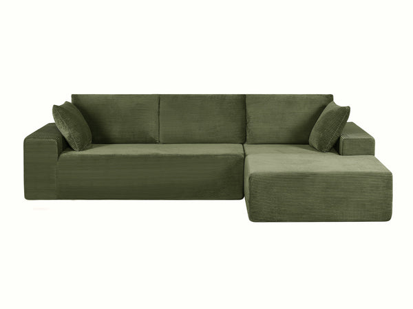 English Elm Cozyform Convertible Sectional Sofa - Soft Corduroy, No Assembly, Versatile Comfy Couch In Dark Green B2735P359710