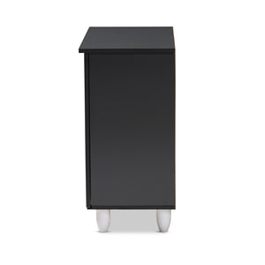 Baxton Studio Baxton Studio Gisela Modern Two-Tone Oak Shoe Storage Cabinet with Ventilated Doors for Entryways 2-Door SC865512M-Sonama Oak/Dark Grey-Shoe Cabinet