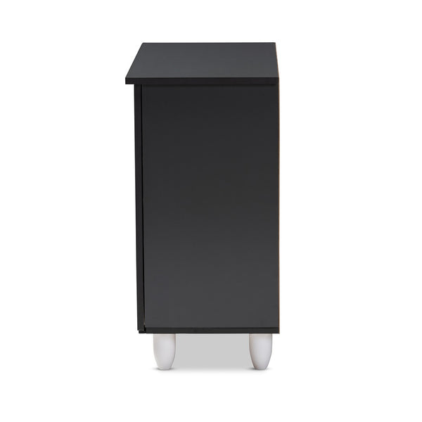 Baxton Studio Baxton Studio Gisela Modern Two-Tone Oak Shoe Storage Cabinet with Ventilated Doors for Entryways 2-Door SC865512M-Sonama Oak/Dark Grey-Shoe Cabinet