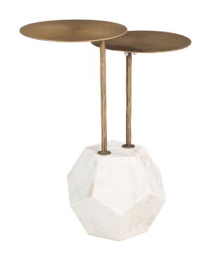 Zuo Modern Anten Side Table In Brass & White – Elegant Marble Top With Durable Iron Frame For Modern Spaces Brass Iron,Natural Marble 110607-zuo-modern
