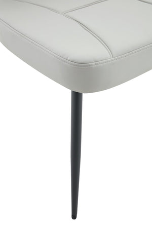 English Elm Dark Oil Waxed Faux Leather Dining Chair Set with Diamond Tufted High Back Metal Legs W3493P449243