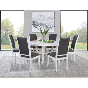 English Elm Tyler Round Wood Dining Table with Lower Shelf Seats Six in Pearl White Finish B062P447714