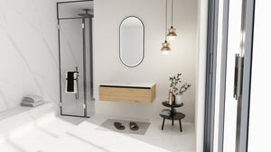 English Elm 36'' Floating Wall Mounted Bathroom Vanity Plywood Build with Soft Close Drawer W999P285411