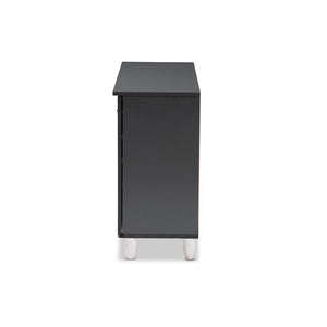 Baxton Studio Baxton Studio Gisela Modern Two-Tone Oak Shoe Storage Cabinet with Ventilated Doors for Entryways 3-Door SC865513M-Sonama Oak/Dark Grey-Shoe Cabinet
