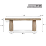 Lilys 88" Long Capri Live Edge Primitive Console Table Weathered Natural Size Vary 9173-NA