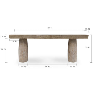 Lilys 88" Long Capri Live Edge Primitive Console Table Weathered Natural Size Vary 9173-NA