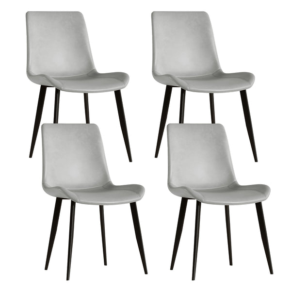 English Elm Modern dining chair set of 4 with PU leather seats, carbon steel legs, ergonomic cushion, easy clean assembly and versatile seating for home, office, cafe, conference rooms Grey W509P340588