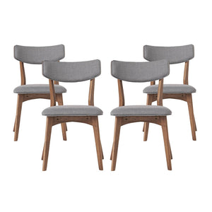 English Elm Caleb Mid-century Upholstered Dining Chair Set of Four with Tapered Oak Legs Dark Grey,Walnut N768P282333D