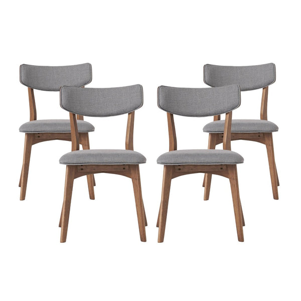 English Elm Caleb Mid-century Upholstered Dining Chair Set of Four with Tapered Oak Legs Dark Grey,Walnut N768P282333D