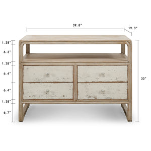 Lilys Ming Two Tones Side Table With 4 Drawers Antique Off White 40X19X30 9174-W
