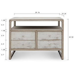 Lilys Ming Two Tones Side Table With 4 Drawers Antique Off White 40X19X30 9174-W