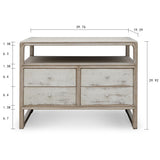 Ming Two Tones Side Table With 4 Drawers Antique Off White 40X19X30