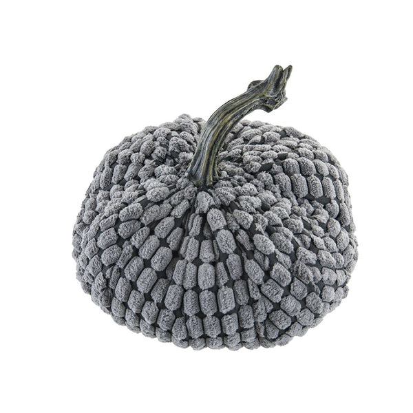 English Elm Set Of 2 Chenille Weighted Pumpkins In Soft Gray - Cozy Fall Décor For Thanksgiving & Harvest Tablescapes W2078P246681-GIGA