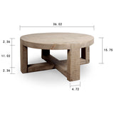 Capri Round Coffee Table Cross Leg Weathered Natural 36X36