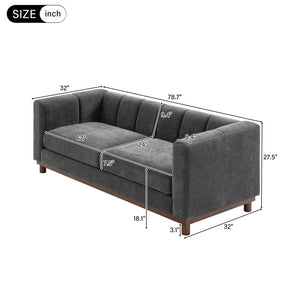 English Elm Modern Chenille Loveseat with Pocket Spring Support for Apartment Living Rooms Dark Grey N763S000070R