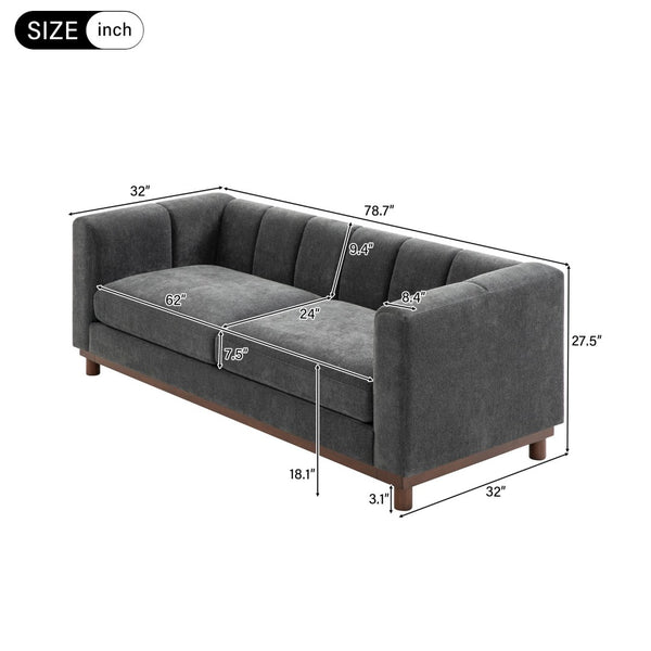 English Elm Modern Chenille Loveseat with Pocket Spring Support for Apartment Living Rooms Dark Grey N763S000070R
