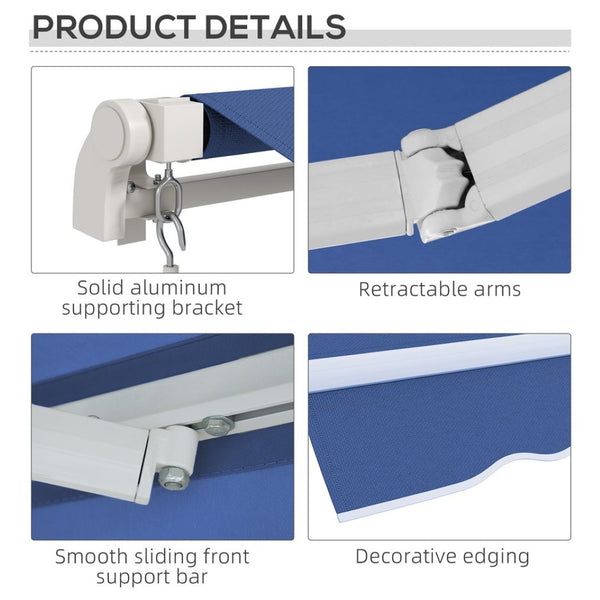 English Elm Outsunny 12' X 10' Retractable Awning - Durable Uv & Water-Resistant Shade With Manual Crank For Decks W2225P175523-GIGA