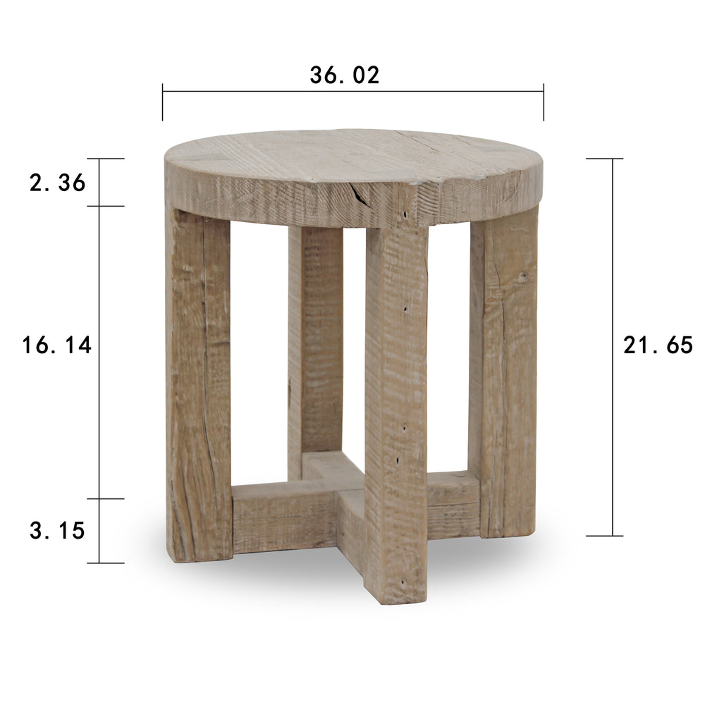 Lilys Capri Round Side Table Cross Leg Weathered Natural 20X20X22 9176