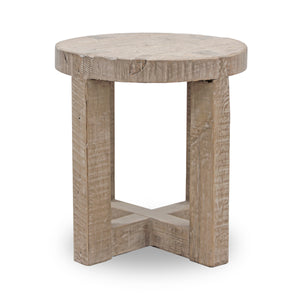 Lilys Capri Round Side Table Cross Leg Weathered Natural 20X20X22 9176