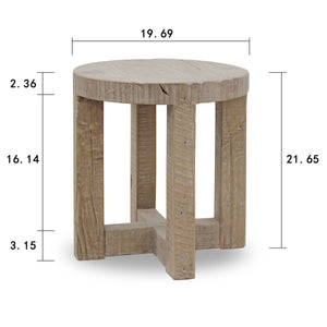 Lilys Capri Round Side Table Cross Leg Weathered Natural 20X20X22 9176