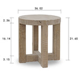 Lilys Capri Round Side Table Cross Leg Weathered Natural 20X20X22 9176