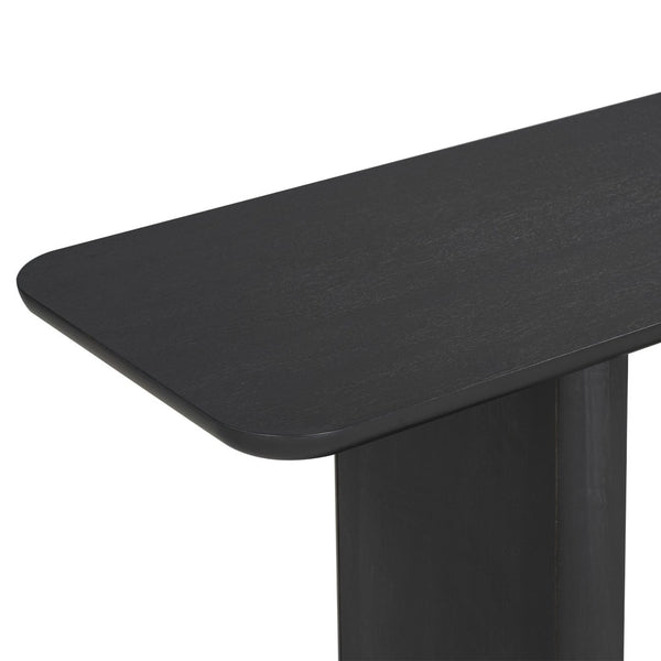 English Elm Mirod Acacia Veneer Console Table with U-base and Curved Edges for Entryway N760P237958B