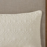 Madison Park Quebec Transitional 3 Piece Split Corner Pleated Quilted Bedspread MP13-6476 Cream