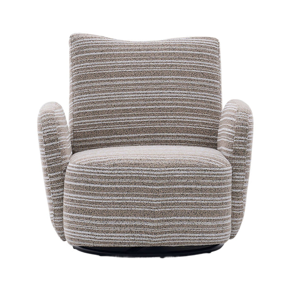 English Elm Modern Boucle 360° Swivel Leisure Chair with High‑Resilience Sponge, Supportive Curve, 550lb Capacity khaki W395P355481