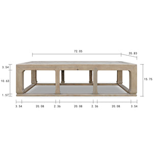 Lilys Capri Coffee Table With Arrow-Shaped Legs Weathered Natural 72X36X16 9177-NA