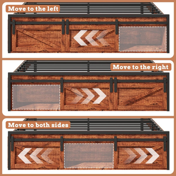 English Elm Queen-size Platform Bed with Led Headboard Storage Footboard and Built-in Charging Brown W5026P429527