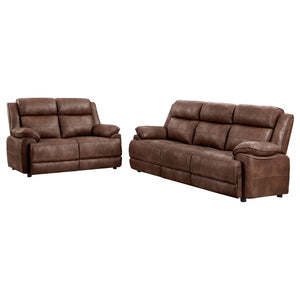 English Elm Worthington Dark Brown Upholstered 2-Piece Sofa Set with Plush Cushions Pillowtop Arms Cozy Seating B062S01114
