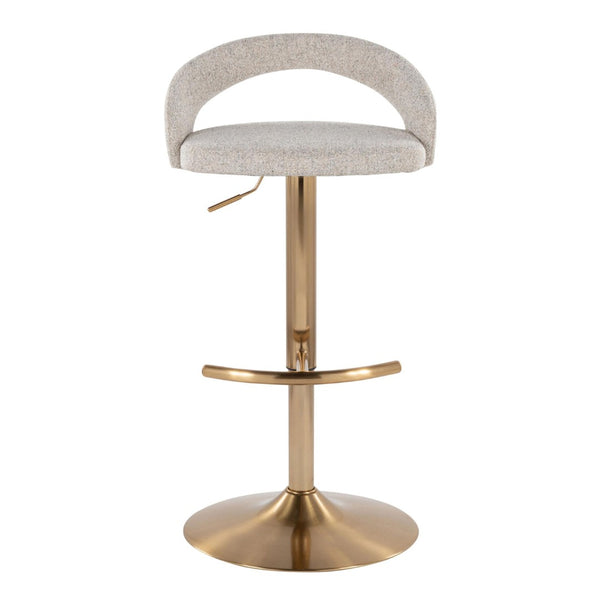 English Elm Adjustable Swivel Barstools Set of 3 Chrome Base Natural Wood Green Fabric Seat Oat B202S02035