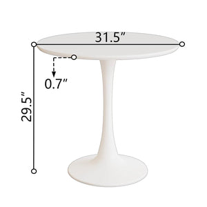 English Elm 31.5" Mid-Century White Round Dining Table with Pedestal Base, MDF Top, Seats 2-4, Sleek Design W2189131694