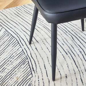 English Elm Table Black Wood Dining Set With 6 Stylish Pu Chairs, Textured Finish & U-Shaped Metal Legs For Modern Homes W1151S04315-GIGA