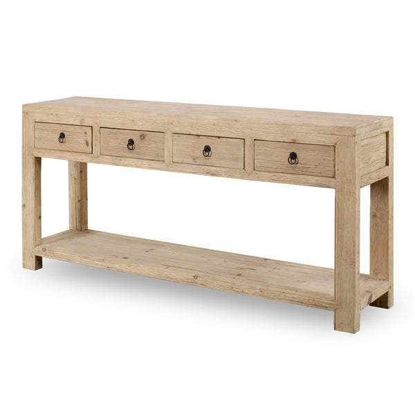 Lilys 70" Capri 4 Drawers Sideboard Weathered Natural Pinewood Solid Top 9179