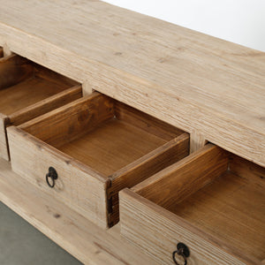 Lilys 70" Capri 4 Drawers Sideboard Weathered Natural Pinewood Solid Top 9179