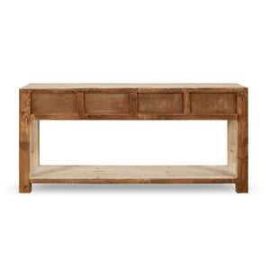 Lilys 70" Capri 4 Drawers Sideboard Weathered Natural Pinewood Solid Top 9179