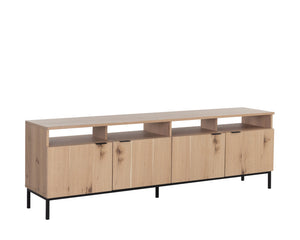 Sunpan Ambrose Modular Media Console & Cabinet - Elegant Oak Design with Stylish Soft Close Doors Rustic Oak / Black