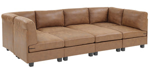 English Elm Faux Leather Modular Sectional Sofa Reconfigurable Pu Upholstery Living Room B2748S00044