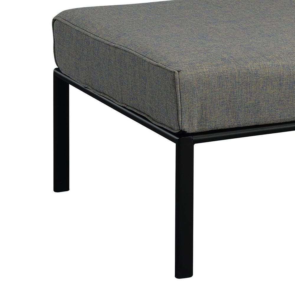 English Elm Grey Outdoor Ottoman with Metal Tube Legs - Waterproof, Fireproof, Anti-UV Fabric, Durable Patio Seat (31.5x29.5x13.2) B062P209338