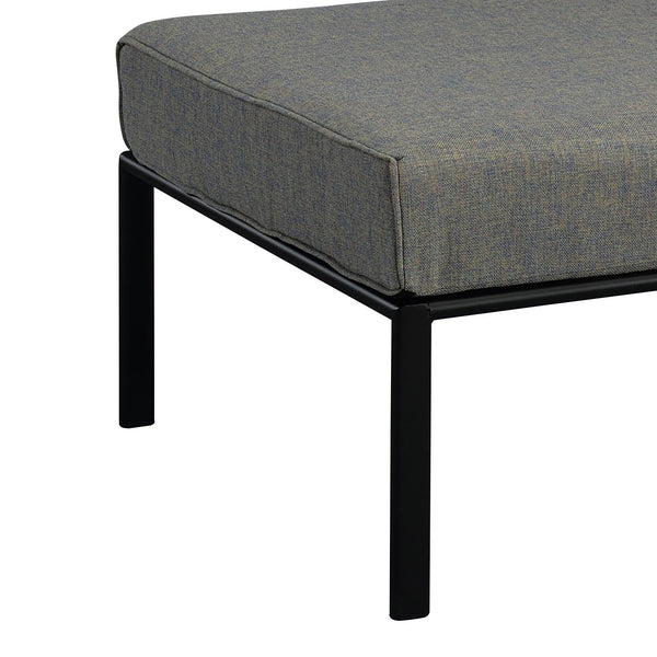 English Elm Grey Outdoor Ottoman with Metal Tube Legs - Waterproof, Fireproof, Anti-UV Fabric, Durable Patio Seat (31.5x29.5x13.2) B062P209338