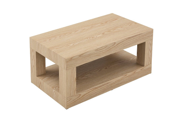 English Elm Modern Two Tier Rectangular Coffee Table with Open Shelf Mdf Living Room Storage W3875P389552