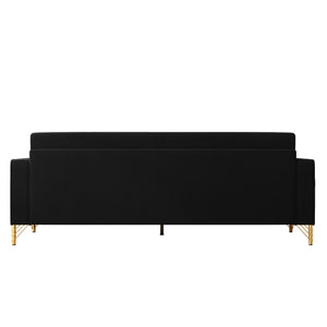 English Elm FX-P18-BK(sofa)Luxury Soft Faux Sherpa Sofa with Gold Accents, Removable Cushions, Modern Chic Design Black W57649846