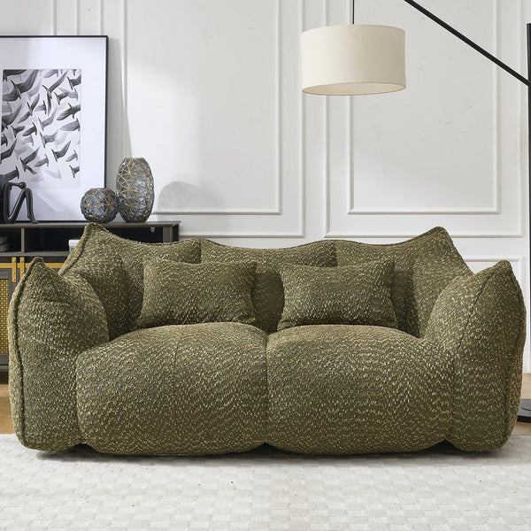 English Elm Soft Plush Foam Beanbag Chair for Two People, Square Recliner Sofa With Superfiber Comfort Embrace Olive Green W1996P252273